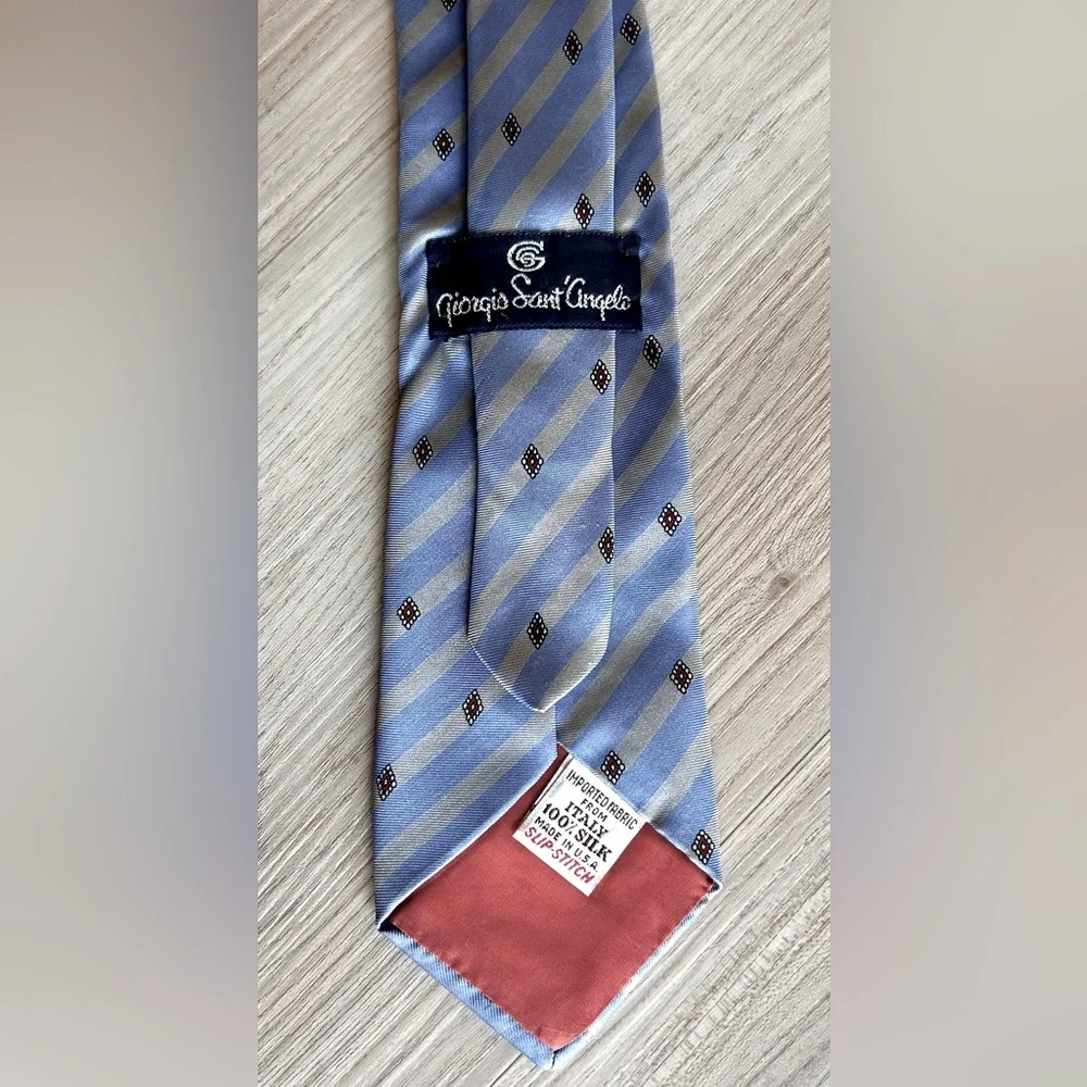 Giorgio Sant’ Angelo Men’s Silk Tie Gray/Blue Career Executive Professional